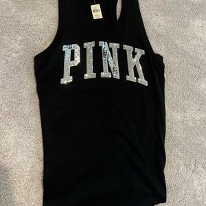 Victoria's Secret Black Top with Silver Sequins PINK Logo